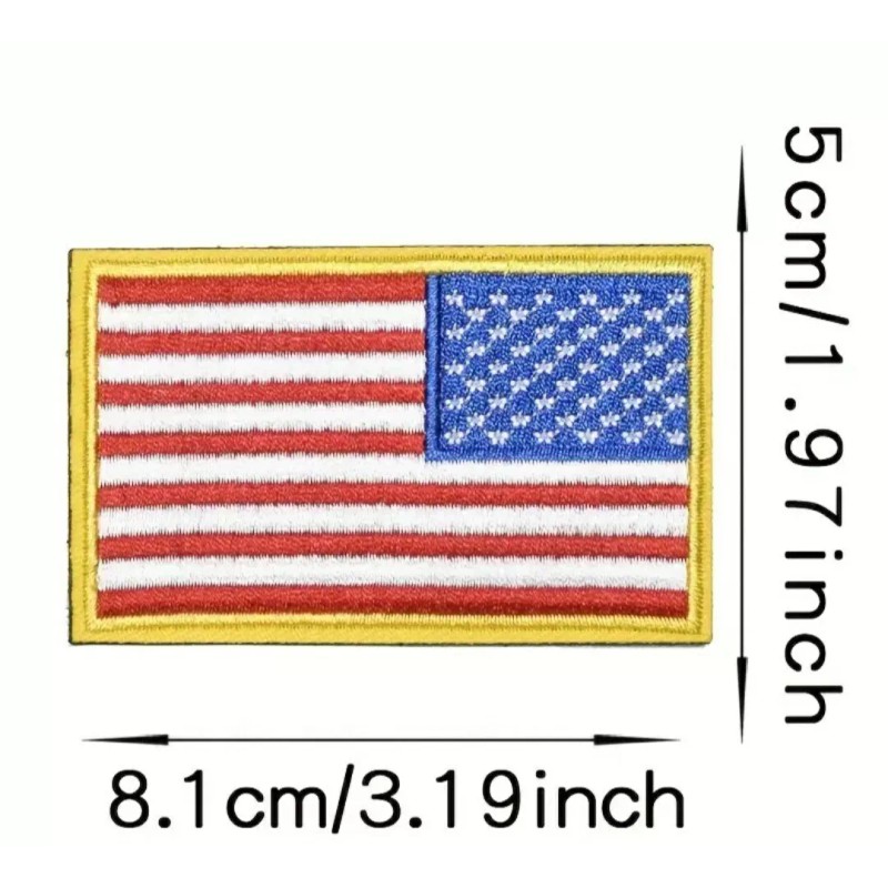 Reverse USA American Flag Embrioded Patch, Hook and Loop, Closures,Self