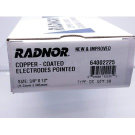 Radnor RAD64002225 3/8" x 12" Copper-Coated Pointed Carbon Air/Carbon Arc Gouging Electrode (50 Per Box)