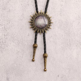 joymiao Turquoise Bolo Tie for Men Western Cowboy Native American Leather Necktie Accessories Costume Bolo Ties