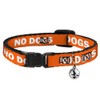 Buckle-Down No Dogs Orange White, Breakaway Cat Collar with Bell,