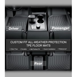 Landrol Car Floor Mats Replacement for Mitsubishi Outlander 5 Seats 2014-2022 Custom Fit Odorless Carpets Durable Rubber All Weather Protection Liners Black