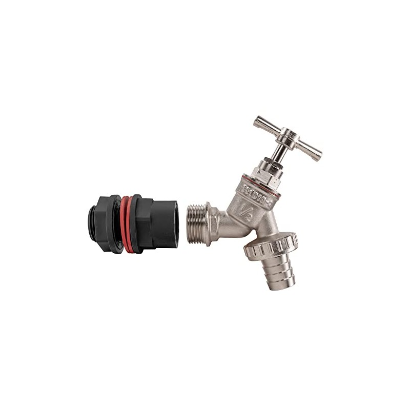 1/2" adaptor/connector+bib tap for water butts/rain barrel & water tanks