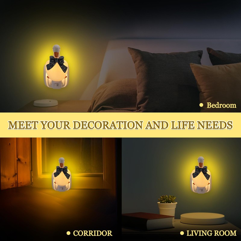 Kittmip Goose Bow Shaped Resin Night Light Plug in Dusk