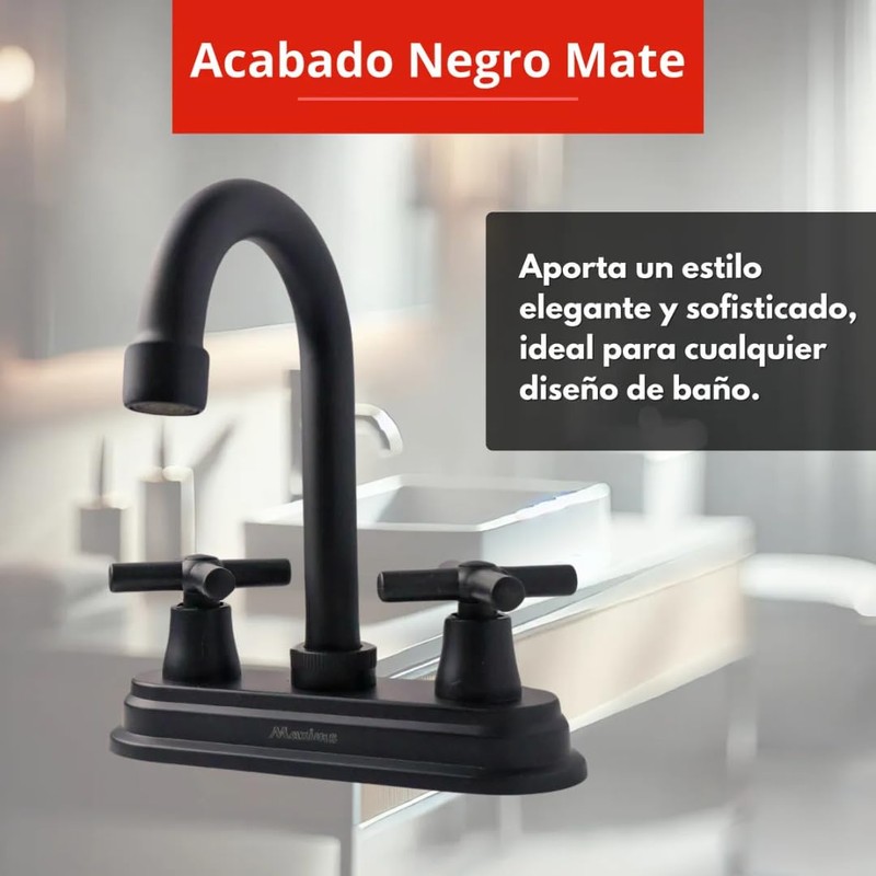 Maxims 4004N Llave Mezcladora Lavabo Giratoria Negro Mate