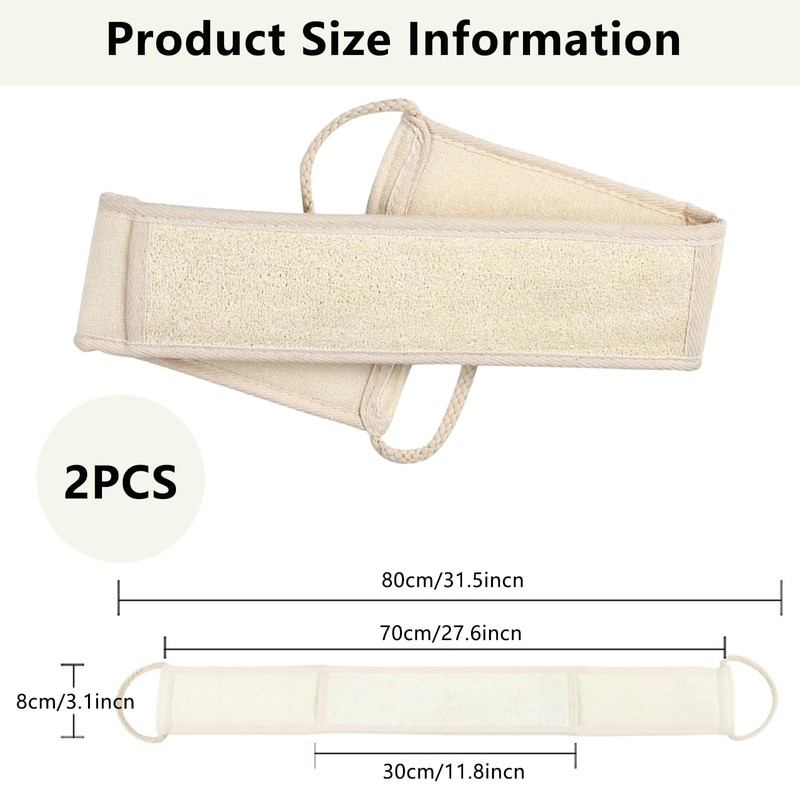 2 Pcs Back Exfoliating Loofah Washer 100% Natural Luffa Loofah