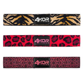 4KOR Resistance Animal Print Fit Bands - Set of 3 | Tone & Lift Glutes - Exercise Band for Strength Training, Yoga, Stretching, Barre or Pilates Workout - 3 Levels of Comfortable Resistance