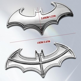 QZTYTY 2PC 3D Metal Sticker for Car, Car Emblem Stickers, Bat Sticker for Car, Car Exterior Accessories Decal and Sticker Bumper Sticker Universal for Car SUV Truck (Silver)
