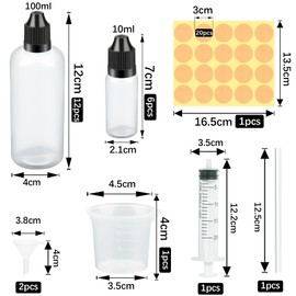 Nenull Liquid Bottles 100 ml Pack of 12 Dropper Bottles 6 x 10 ml Empty Squeeze Bottle Plastic Bottles Dropper Bottle Liquid Container with Child Safety Lid Free Funnel Measuring Cup Transfer Pipette