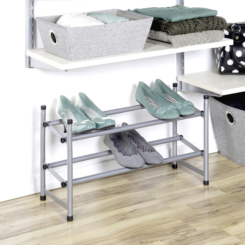 Richards Homewares Stackable Telescoping Shoe Rack, Silver