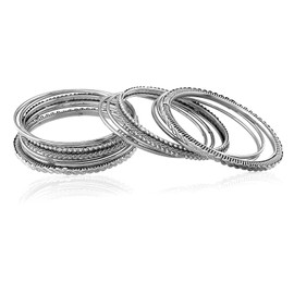 Aheli 2.6 Inch Silver Plated Metal Bangles Ethnic Stylish Fashion Jewelry for Women Set of 1