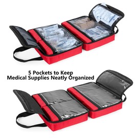 Trunab Small First Aid Kit Bag Empty Portable Emergency Kits Trauma Bag, Ideal for Car, Home, Camping and Hiking, Red, Bag ONLY - Patented Design
