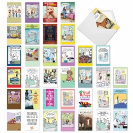 NobleWorks - 36 Assorted Hysterical Get Well Bulk Box Set Greeting Cards Envelopes - Mix Funny Feel Better Variety Pack for Men, Women (36 Designs, 1 Each) - Happy and Healthy AC2798GWG-B1x36