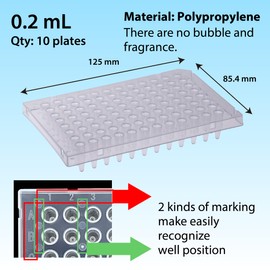 WATSON-BIO-LAB, 137-175C, 0.2 mL, 96 Well PCR Plate, 10 Plates, Natural Color, Autoclavable, Half-Skirted, Made in Japan/Kobe