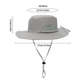 YAMEIZE Waterproof UPF50+ Bucket Hat with String - for Women Men UV Protection Adjustable Fishing Hat with Strap Safari Hat Hiking Climbing Outdoor Light Grey
