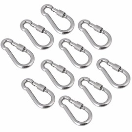 Wideskall® 3.5" Heavy Duty Metal Screw Lock Carabiner Hook Snap Clip D-Ring Chrome Silver - Pack of 1