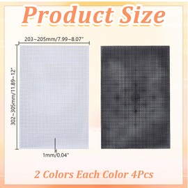 arricraft 8 Pcs 7 Count Plastic Mesh Canvas Sheets, 13.19 x 10.24 Inch 2 Styles Mesh Sheet for Cross Stitch Mesh Needlepoint Canvas for DIY Handmade Sewing Accessories Supplies