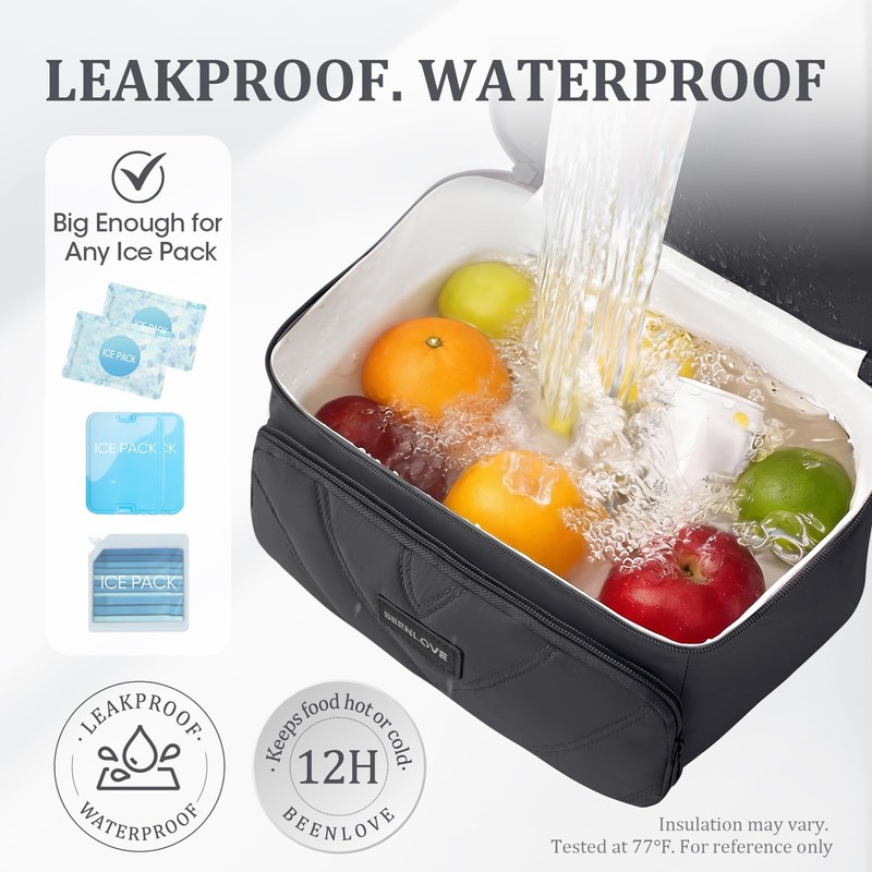 Lunch Box for Women 12L Double Deck Insulated Lunch Bag