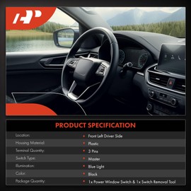 A-Premium Interruptor de ventana de potencia compatible con Ram C/V Dodge Grand Caravan Chrysler Town & Country 2012-2016 lado del conductor delantero