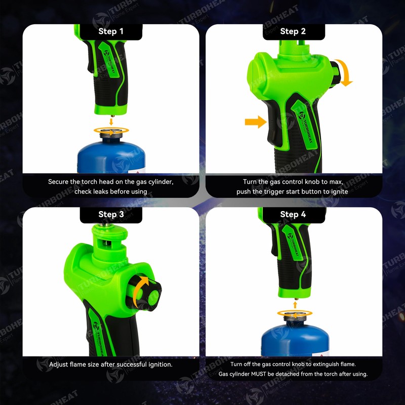 Trigger Ignition Torch Head Kit with Rubber Grip - for