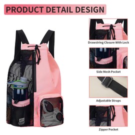 Waterproof Swim Bag with Wet Dry Compartment, Lightweight Mesh Backpack for Swimming Gear, Gym, Beach, Travel, Sports, Kids and Adults – Ideal for Towels, Goggles, Shoes, and Accessories