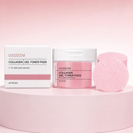 Almohadillas Tónicas de Colágeno para Rostro, 60 Unidades 60 almohadillas tónicas redondas y texturizadas en un frasco con tapa para el cuidado facial diario.