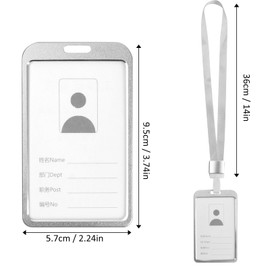 Dokpav 5Pcs Porta Gafete Aleación de Aluminio Vertical, Porta Credencial Gafete con Cordón para Hombr y Mujer, Soportes Para Tarjetas De Identificación, Oficina, Exposición, Útiles Escolares y Trabajo