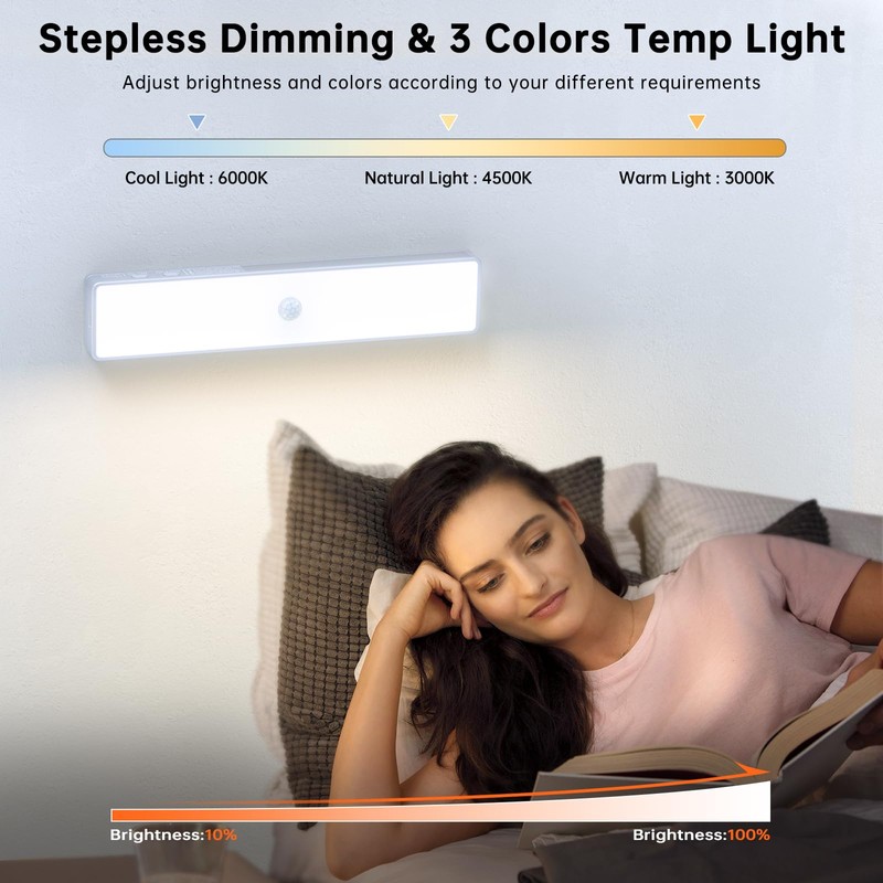 LED Closet Light with Charging Station, 6 Pcs 3 Color
