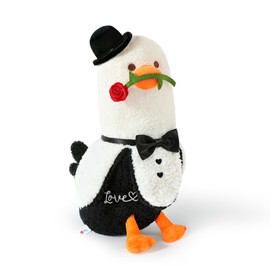 PEACH CAT Love Banana Duck Plush Pillow with Rose Cute Valentine's Day Plushies Toy Stuffed Animals Gifts for Girlfriend Kids Black 19.7"