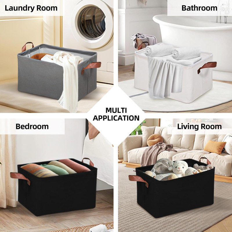 Svnfy 3 Pack (8Gallon x 3) Collapsible Fabric Laundry Basket