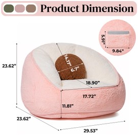 HOMMPA Bean Bag Chair Comfy Bean Bag Sofa for Adults Teen Kids Faux Fur Bean Bag Couch with Back Support Stuffed Lazy Floor Sofa for Living Room Bedroom Reading Playing Relaxing Peach Pink