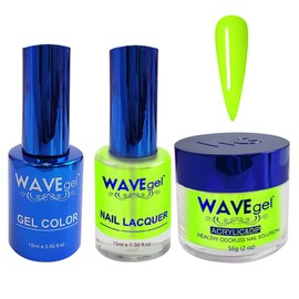 WAVEGEL Soak-Off Gel, Nail Lacquer & Acrylic/Dip Powder Matching Set - Royal Collection - #075 Pop Of Neon
