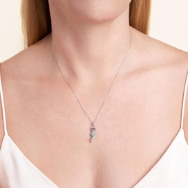 ETERNAL JADE Genuine Jade Fox Necklace in Sterling Silver on 18 Inch Diamond Cut Cable Chain, Fox Jewelry for Women