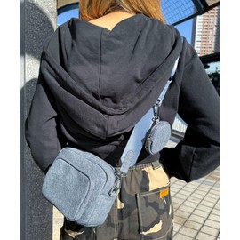 Wego Women's Shoulder Bag, Circle, Pouch, Square, Girly Bag, F, Blue Sonota