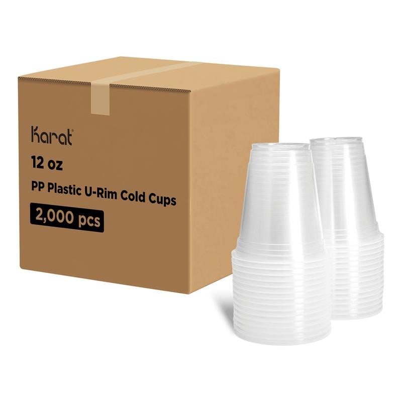 KARAT [1,000-2,000 pcs] Karat PP Plastic U-Rim Cold Cups (95mm)-8.5,12,16,24oz