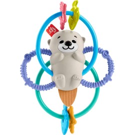 Fisher-Price Baby Mordedera Nutria Gira y Muerde con anillos flexibles para bebés de 3 meses en adelante