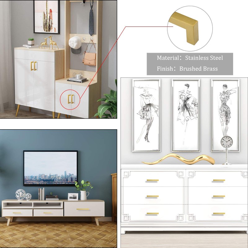 goldenwarm 10Pack 5in Brushed Gold Cabinet Pulls Gold Cabinet Handles