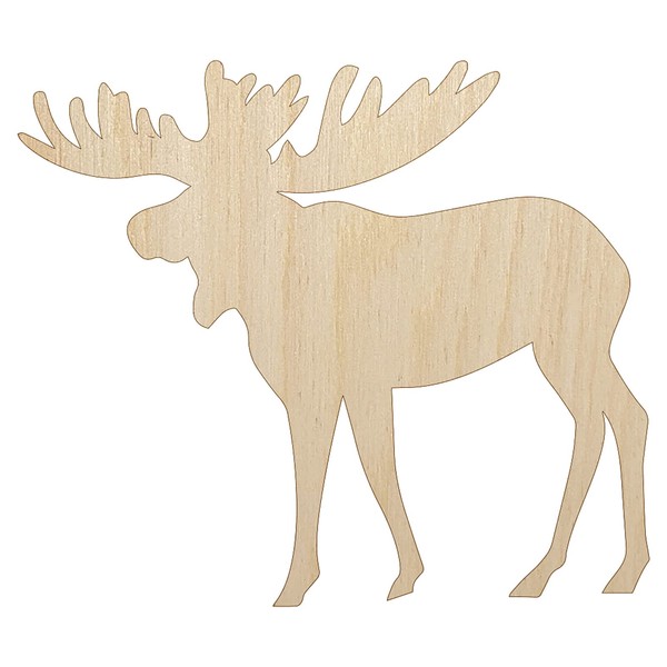 Moose Solid Unfinished Wood Shape Piece Cutout for DIY Craft