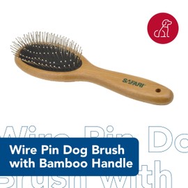 Coastal Pet Safari Wire Pin Dog Brush with Bamboo Handle - Large - General Dog Grooming Brush for Short and Long Hair - Eco-Friendly Handle