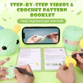 Crochetta Crochet Kit for Beginners, Beginner Crochet Starter Kit for Adults with Step-by-Step Video Tutorials, Crochet Animal Kits for Kids, DIY Knitting Supplies, 1 Pack Caterpillar (40%+ Yarn)