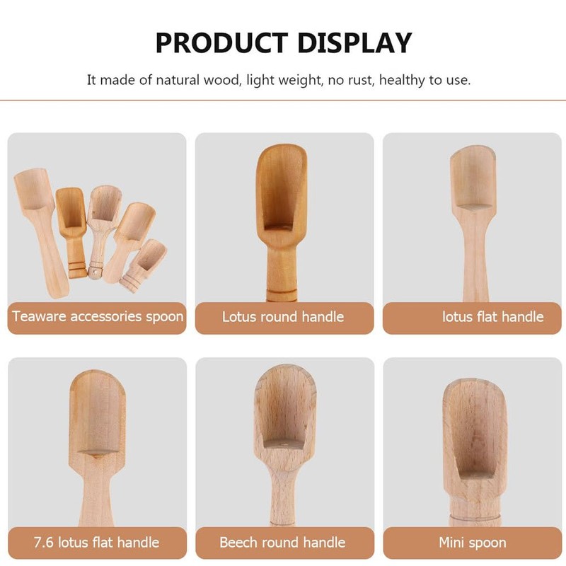 Healvian Washing Jar Spoons 5 Pcs Mini Wooden Scoop Small