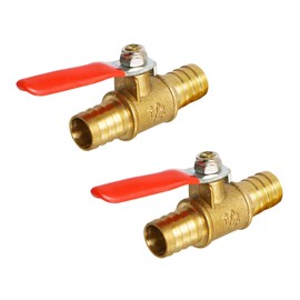 Aopin Ball Valve Brass 12mm / 59/125" Hose Barb x 12mm / 59/125" Hose Barb Valve for Water, Oil, Gas Liquids, Vinyl Handle, Suitable for PEX, Copper, HDPE2 Pieces