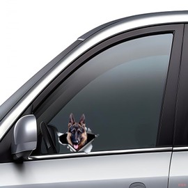 Car Sticker 15 cm German Shepherd Ripped Car Sticker Reflective Pet Dog Waterproof Sticker Bumper Rear Window Decorations