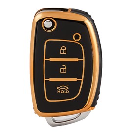 OFFCURVE Car Key Cover Car Key Case Key Fob Cove Key Protector 3 Buttons Compatible with Hyundai Elantra Sonata Tucson Santa Fe Accent Creta Verna