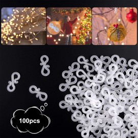 100PCS Gutter Hooks for Outdoor Lights Gutter Clips for Outdoor Lights Mini Gutter Hooks,Black Christmas Light Gutter Clips, Mini S Clips Hangers - for Xmas Party Outside String Lights(White)