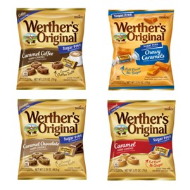Werther's Original Sugar Free Variety Pack of 4 - One Bag of Each Flavor - Hard Caramels, Caramel Coffee, Caramel Chocolate, and Chewy Caramels