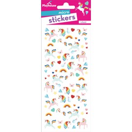 Playhouse Micro Mini Glitter Accent Sticker Sheet for Crafts, Trading & Collecting - Rainbow Unicorns 1 Pack