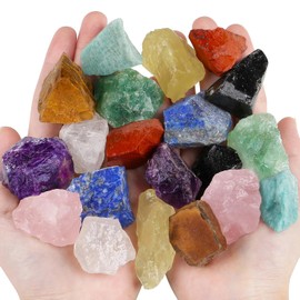 QINJIEJIE 10 Colours Crystal Chakra Stone Premium Healing Stones Set Raw Stones Gemstones Natural Stones 100% Raw Crystal Gemstone Minerals Stones (200 g)