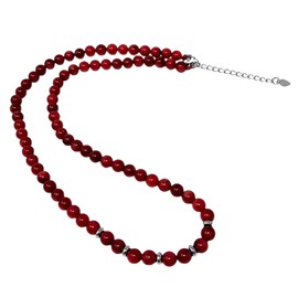 Treasure Bay Beautiful 6mm Natural Red Coral Necklace for Women and Girls