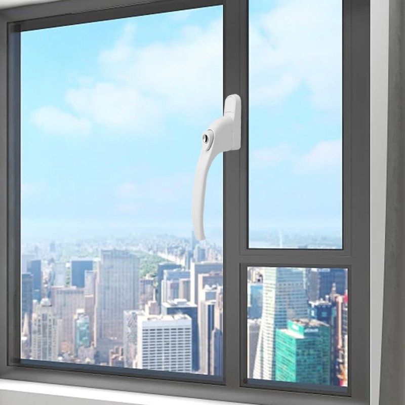 Munsesi Universal Inline Window Handle, Lockable, Ambidextrous, Multi-Spindle, White with