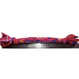 Dog Puppy Small Tug of War Pull Toy Rope Play Durable Interactive Entertaining Heavy Duty Fleece Handmade Round Square Braid (PINK)